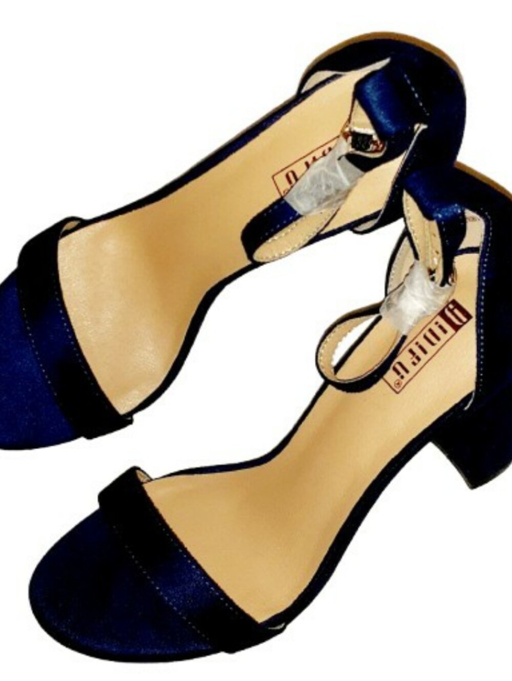 IDIFU Navy Blue Faux Suede Ankle Strap 4in Chunky Block Heel Sandals 9 - Picture 6 of 13